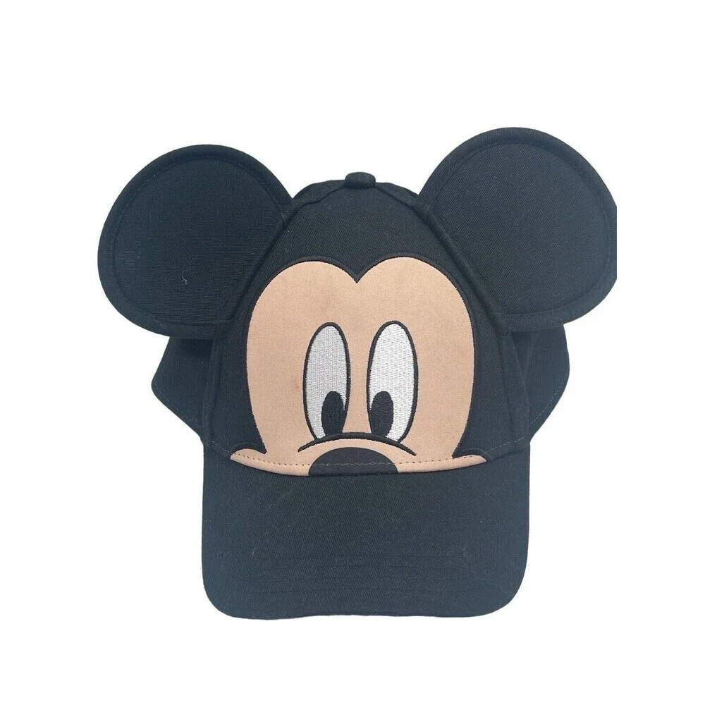 Mickey Mouse Face and Ears Youth Sized Adjustable Hat Black